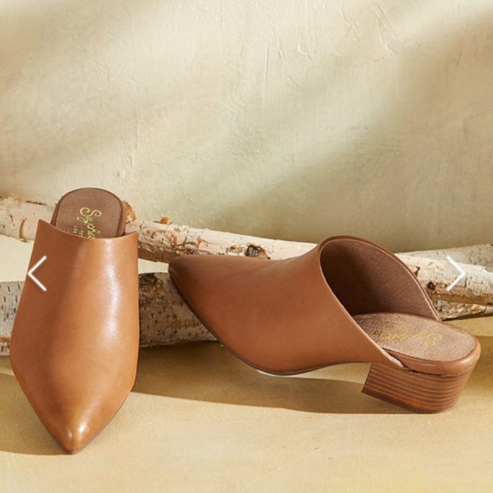 Tan Seychelles low heeled Rendezvous Mules